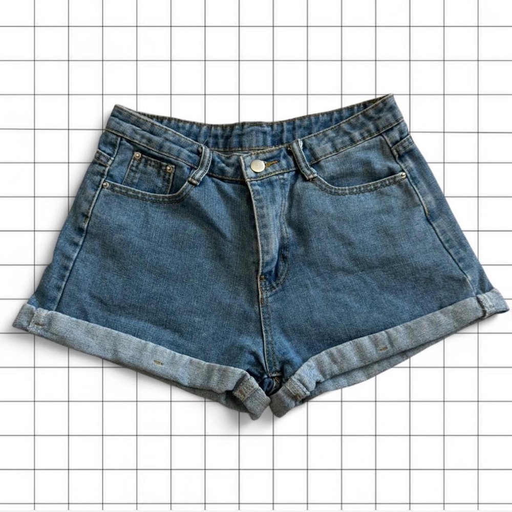 SHEIN Blue Denim Cuffed Women’s Shorts